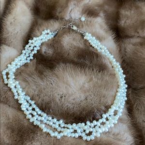 3 Strand Pearl Statement Necklace